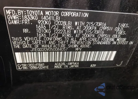 2005 Toyota Rav4 z USA, uszkodzony, nr VIN JTEGD20V050084057